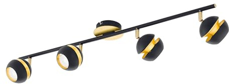 EGLO LED Deckenlampe Nocito, 4 flammige Deckenleuchte, Deckenstrahler aus Metall, Wohnzimmerlampe in Schwarz, Gold, Flurlampe, Spots inkl. GU10 Leuchtmittel, warmweiß