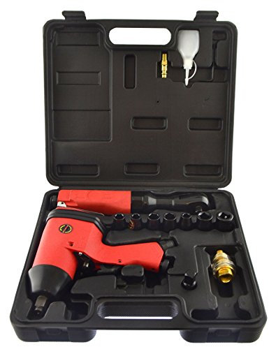 1/2 Drive Impact Gun Wrench 3/8 Drive Air Ratchet Plus 7 Impact Sockets