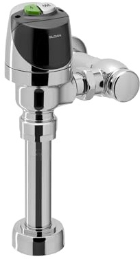 Sloan ECOS 8111 Exposed Sensor Water Closet Flushometer, 1.6/1.1 GPF Valve - Infrared Sensor w/Courtesy Flush Override Button, Dual Flush, Fixture Connection Top Spud, Battery Powered, 3370400