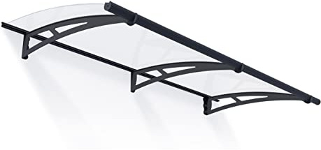 Canopia by Palram Vordach für Haustür Aquila 2050 Pultvordach 205 x 92 cm klar Grau Sonnenschutz Haustürvordach inkl. Regenrinne