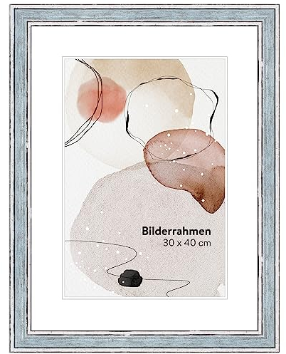 WANDStyle Marco de fotos de azul DIN A3 29,7x42 cm de madera en estilo vintage para colgar, marco para carteles Made in Germany - H460