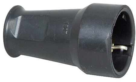 Kopp Schutzkontakt-Gummikupplung mit Knickschutz, IP20 Schutzklasse, 250 V (16A), Schutzkontakt Kupplung aus SEBS, bruchfest, schwarz, 180716003