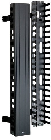 Leviton Vertical Front Only Cable Management, 5 Channel x 80 long, Snap-On Cover, 4980L-VFO, Black