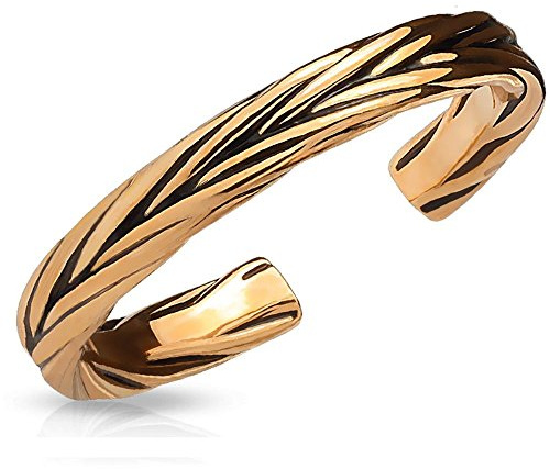 Bungsa Toe Ring verziert für Damen ~IN 3 FARBEN WÄHLBAR~ silber gold rosé (Zehring Fussschmuck Fussring Zehenring Nail Ring Nagelring biegbar verstellbar)