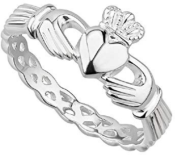 Failte Sterling Silver Irish Claddagh Woven Band Ring for Women (5.5)