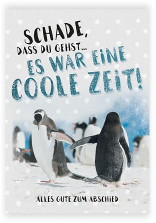 KE - Abschiedkarte XXL für Arbeitskollegen/Kollege/Kollegin, mit Umschlag, DIN A4, Karte/Geschenk zum Abschied, Auf Wiedersehen Karte, Motiv: Pinguin