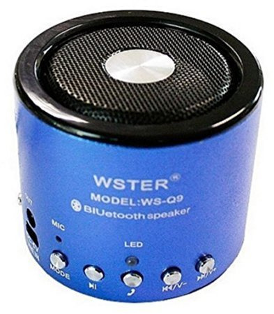 Mini enceinte, haut-parleur bleu, bluetooth, radio FM, port micro carte et port usb. WS-Q9