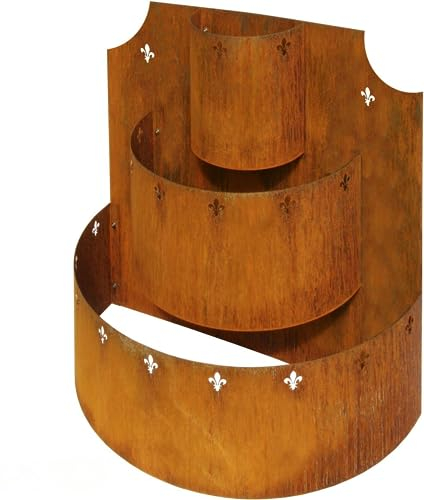 Bellissa® Corten Kräuterpyramide 60x60x30 cm Kräuterturm Hochbeet Treppe Deko