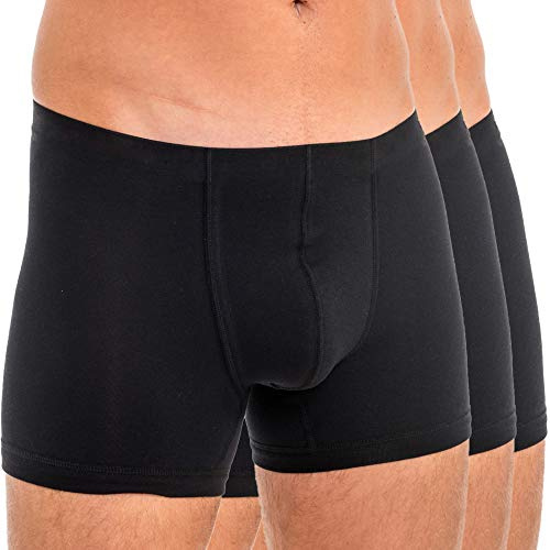 HERMKO 3901 3-pack boxershorts för män av 100 % ekologisk bomull, svart, L