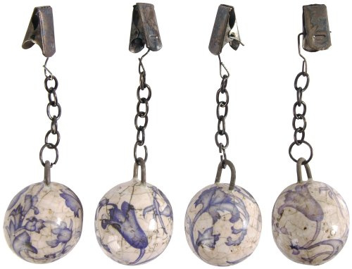 Esschert Design Tischtuchgewicht, Tischdeckenhalter aus Keramik in lila-weiß, Ø ca. 3,2 cm