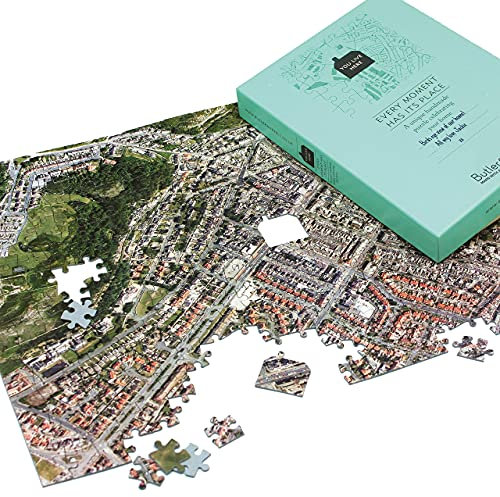 Personalized Aerial Map Jigsaw Puzzle – 255-Piece Custom Puzzle with House-Shaped Centerpiece – High-Resolution Bird’s-Eye View – Unique Gift for Birthdays, Housewarming & Anniversaries