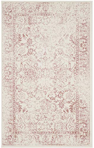 Safavieh Akzent-Teppich 91 x 152 cm - Adirondack Collection - Transitional Design, Elfenbein & Rosa, Pflegeleichte Synthetikmischung, Ideal für Wohnzimmer, Schlafzimmer, Büro