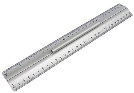3 Stück Wedo 0525235 Lineal aus Aluminium 30 cm mit Griff für Rechts- und Linkshänder mit rutschsicherer Gummieinlage