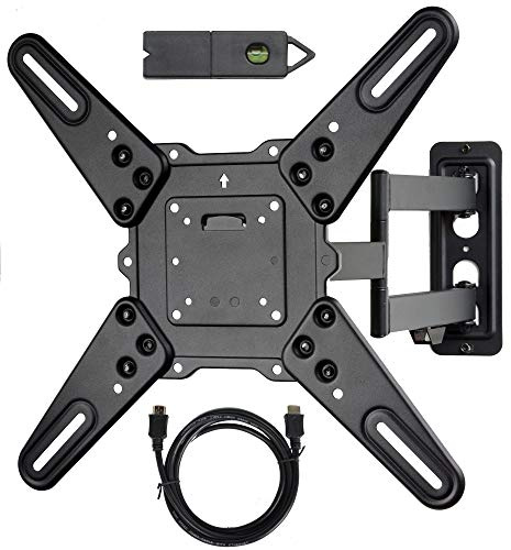 VideoSecu ML531BE2 TV Wall Mount kit with Free Magnetic Stud Finder and HDMI Cable for Most 26-55 TV and New LED UHD TV up to 60 inch 400x400 Full Motion with 20 inch Articulating Arm WT8