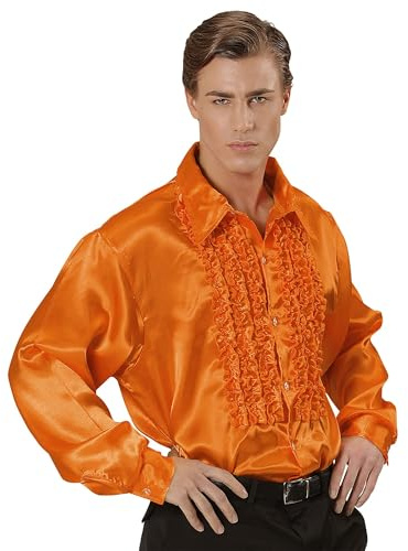 W WIDMANN Milano Party Fashion - Chemise Disco Fashion 70 Ans, Manches Longues, en Satin, Chemise Homme