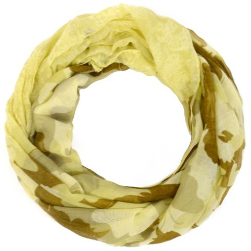 Kandharis leichter, farbenfroher Loopschal Schlauchschal aus der aktuellen Kollektion Pastelltönen Flowerprint Sternen Schmetterling über 35 Modelle PS17 Braun Beige Creme