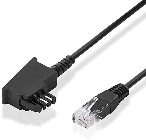10 Meter Internet DSL Patch LAN Router Kabel, TAE-F Stecker auf RJ45 Stecker, Schwarz