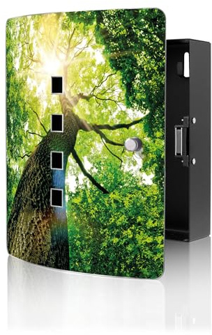 banjado Design Schlüsselkasten aus Edelstahl für 10 Schlüssel - Schlüsselschrank zur Schlüssel Aufbewahrung 24 x 21,5 x 7cm groß mit praktischem Magnetverschluss - Motiv Baumkrone