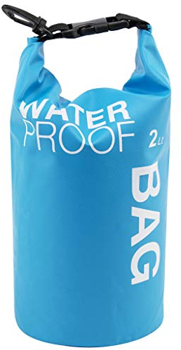 Boat Dry Bags - Blue 2L Waterproof Bag For Drifting Boating Kayaking Fishing Rafting Swimming Camping Canoeing Surfing 2 Litres