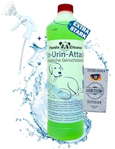 PandaCleaner Bio Urin Attacke gegen Katzenurin Hundeurin & Tiergerüche - Mittel gegen Katzenurin - 1000ml Konzentrat zum Uringeruch entfernen - Mikroorganismen Reiniger | Konzentrat zum Uringeruch entfernen - Mikroorganismen Reiniger - Üble Gerüche aus Sofa & Teppich entfernen