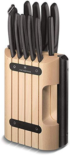 Victorinox bloque de cuchillos profesional sin contenido, compacto, espacio para 6 cuchillos, almacenamiento de cuchillos, de madera, almendra-beige