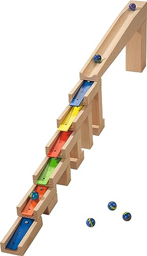 HABA Kullerbü Kugelbahn Melodiebausteine – Erweiterungs-Set ab 4 Jahren mit 6 Klang-Elementen, pentatonische Tonleiter, kombinierbar mit Allen HABA Murmelbahnen – 1003399001 | Unterstützt frühes Lernen und Motorik, interaktives Musikspiel für Kleinkinder, langlebiges Lernspielzeug Made in Germany