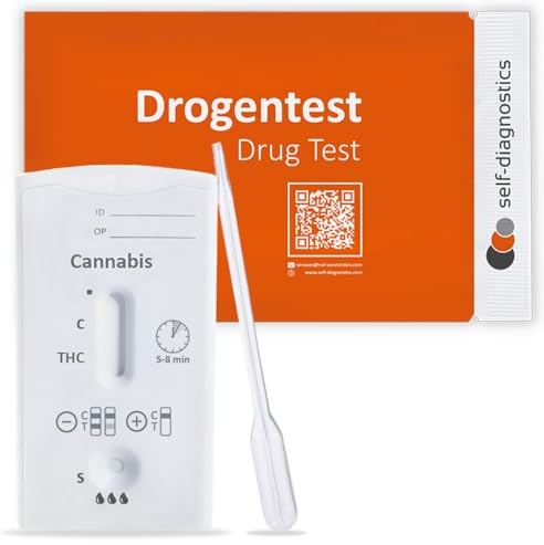 self-diagnostics Drogentest Schnelltest THC Cannabis, 10 Urin Testkassetten | THC Test, Marihuana Gras Haschisch, Cut-off 50 ng/ml, Drogenschnelltest für zu Hause, Pipettiertest, Drogentest Urin, 5 Min