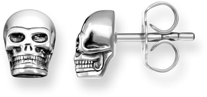THOMAS SABO Ohrstecker Totenkopf 925er Sterlingsilber, Geschwärzt