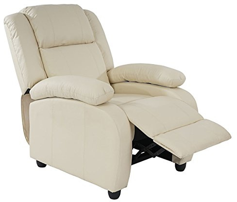 Mendler Fernsehsessel Relaxsessel Lincoln, Kunstleder - Creme | Liege, Sessel