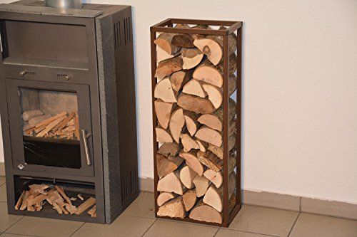 Metalltechnik Dermbach GmbH Kaminholzregal Innen STAB Plan 900 x 350 - Corten Effect