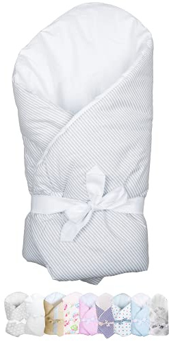 Vizaro - Coperta Mesi per neonato - Copertina Multiuso - Imbottita, morbidissima - 100% Cotone - UE - OekoTex - Linee Grigie