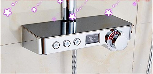 GOWE Digital Shower Mixer tap with Display with Shelf Bathroom Digital Bathroom Shower Faucet Shower Panel Controller with Shelf