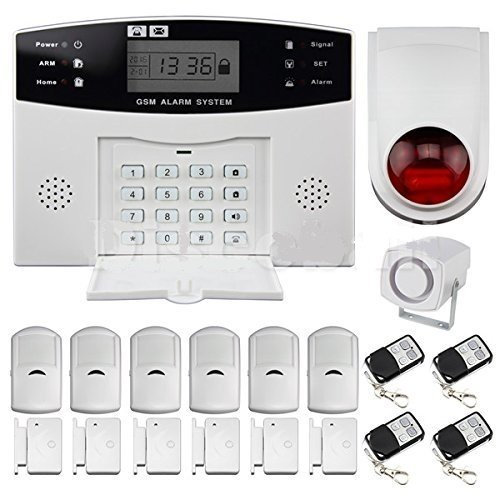 BW LCD Security Wireless GSM Autodial SMS Call Home House Burglar Intruder Alarm : GSM Alarm Control Host+Outdoor Siren+PIR Motion Detector+Door/Window Gap Detector