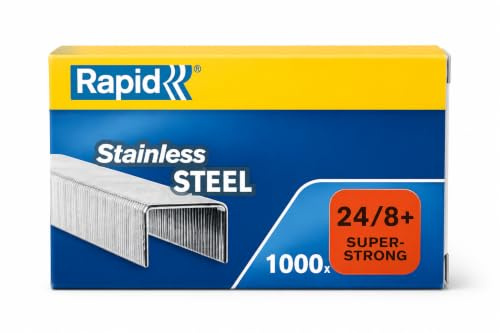 RAPID 24858300 - Caja 1000 grapas 24/8 mm Super Strong acero inoxidable