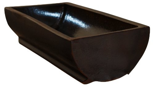 K&K Keramik Futtertrog 35 x 100 cm, Braun, Steinzeug (Keramik) für Rinder, Schweine, Schafe, Ponys, Pferde, Wildtierfuttertrog