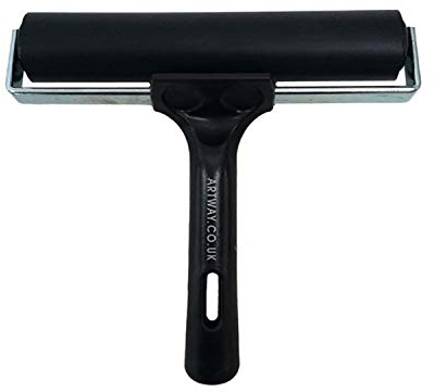 Artway - Linolwalze aus Hartgummi - für Linoldruck und Blockdruck - schwarzer Griff - 15 cm - 1 Stück, Schwarz