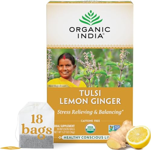 Tulsi albahaca santa t_, lim_n jengibre, Cafe_na - Organic India