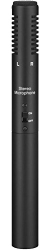 MONACOR ECM-600ST Elektret-Stereo-Mikrofon für den Einsatz mit Videokameras, schwarz