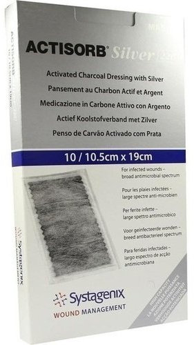 ACTISORB 220 Silver 19x10,5 cm steril Kompressen 10 St