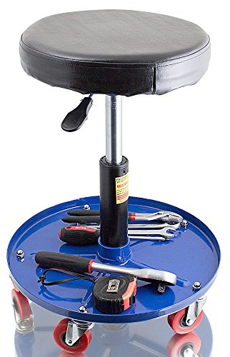 BITUXX® Werkstatthocker Drehhocker Rollhocker Hocker Drehstuhl Sitz Werkstatt Werstattstuhl Stufenlos höhenverstellbar Rund Farbe:Blau