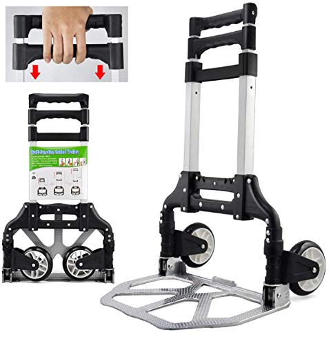 Yaheetech Sackkarre klappbar Transportkarre mit Gummiräder Stapelkarre Handewagen mit Anti-Rutsch Handgriff Transportwagen Trolley belastbar bis 75 kg