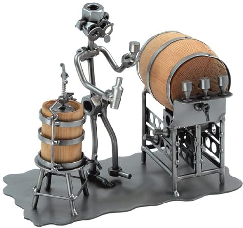 STEEMO Schraubenmännchen Winzer Weinkeller Wein-Geschenk Metall-Deko 22x12x18 cm