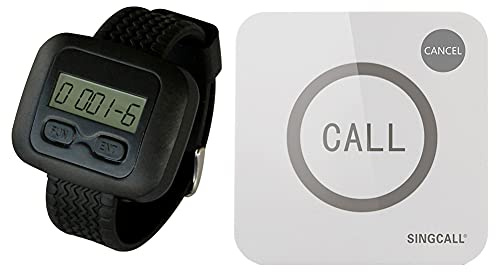 SINGCALL Wireless Caregiver Pager System 1 Nurse Call Button and 1 Mobile Receiver for Elderly