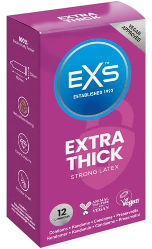 EXS | Extra Safe Kondome | Naturlatex & Silikon geschmiert | Vegan | 12 Stück