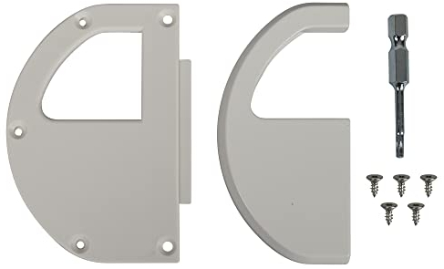 Windhager Aluminium Griffset für Türen, Griffmuschel, Griff für Fliegengittertür, Zubehör für Insektenschutz, weiß, 03550