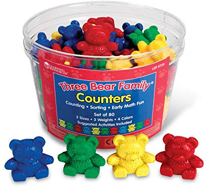 Learning Resources Set di Figurine a Forma di orsi Three Bear Family, 4 Colori
