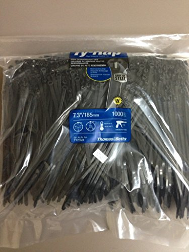 Thomas & Betts TY25MX Cable Tie 50lb 7 Ultraviolet Resistant Black Nylon with Stainless Steel Locking Device Bulk Pack (1000 Pack)