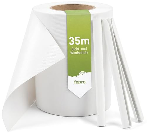 Sichtschutz PVC - Weiß RAL 9010-35m (7m²) - Doppelstabmatten Zaunfolie Windschutz blickdicht Windschutz