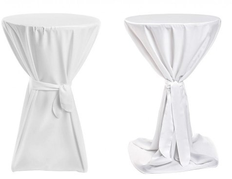 TexDeko® Stehtischhussen Premium mit Schleifenband Weiß Ø 100cm | Husse für Bistrotisch, blickdicht 185gsm Stoffgewicht, Überwurf, Bartisch, Tischüberzug, Event, Gastronomie, waschbar