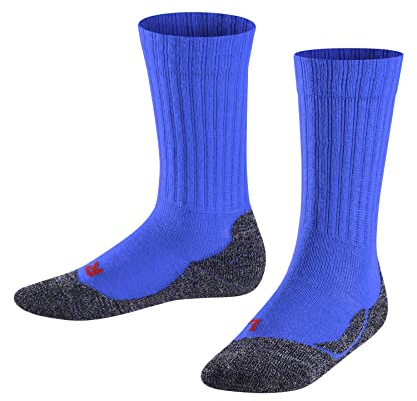 FALKE Unisex Kinder Socken Active Warm K So Wolle Funktionsmaterial dick atmungsaktiv einfarbig 1 Paar, Blau Cobalt Blue 6054, 35-38